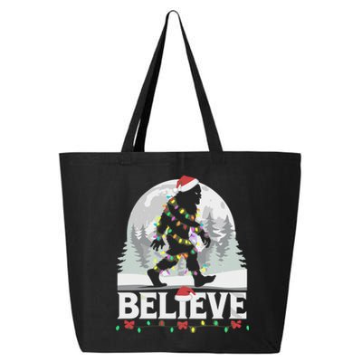 Santa Bigfoot Christmas Lights Funny Sasquatch Believe Xmas 25L Jumbo Tote