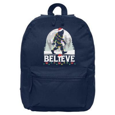 Santa Bigfoot Christmas Lights Funny Sasquatch Believe Xmas 16 in Basic Backpack