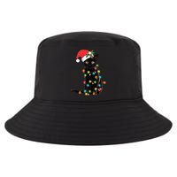 Santa Black Cat Tangled Up In Christmas Tree Lights Holiday Long Sleeve TShirt Cool Comfort Performance Bucket Hat