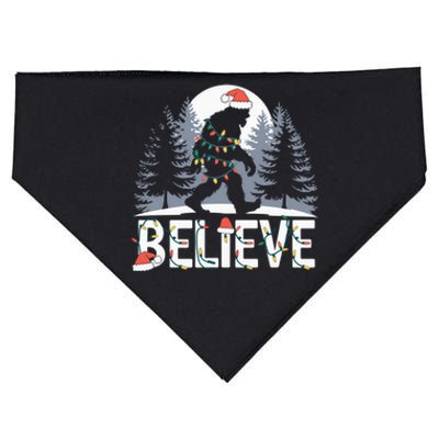 Santa Bigfoot Christmas Lights Funny Sasquatch Believe Xmas USA-Made Doggie Bandana