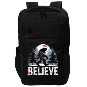 Santa Bigfoot Christmas Lights Funny Sasquatch Believe Xmas Impact Tech Backpack