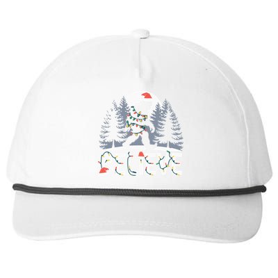 Santa Bigfoot Christmas Lights Funny Sasquatch Believe Xmas Snapback Five-Panel Rope Hat