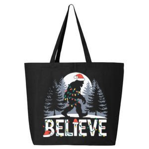 Santa Bigfoot Christmas Lights Funny Sasquatch Believe Xmas 25L Jumbo Tote