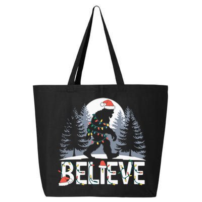 Santa Bigfoot Christmas Lights Funny Sasquatch Believe Xmas 25L Jumbo Tote