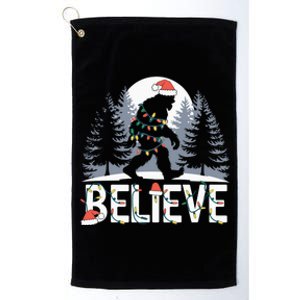 Santa Bigfoot Christmas Lights Funny Sasquatch Believe Xmas Platinum Collection Golf Towel