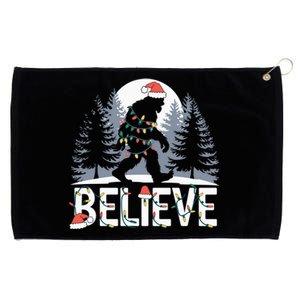 Santa Bigfoot Christmas Lights Funny Sasquatch Believe Xmas Grommeted Golf Towel