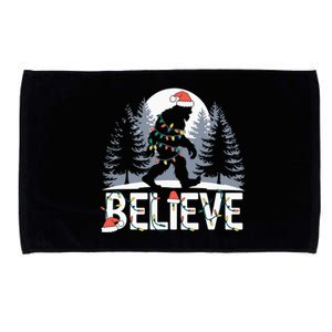 Santa Bigfoot Christmas Lights Funny Sasquatch Believe Xmas Microfiber Hand Towel