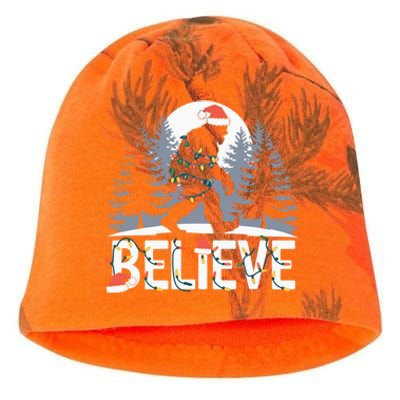 Santa Bigfoot Christmas Lights Funny Sasquatch Believe Xmas Kati - Camo Knit Beanie