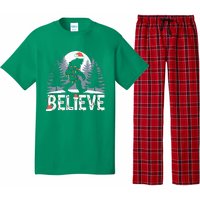 Santa Bigfoot Christmas Lights Funny Sasquatch Believe Xmas Pajama Set