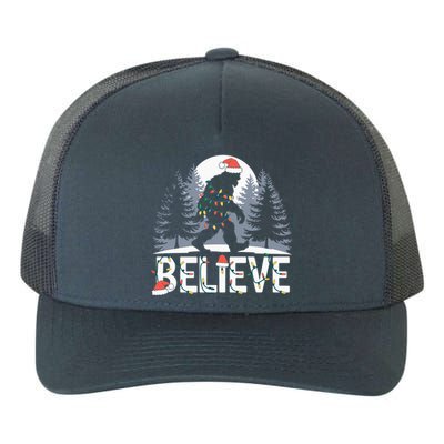 Santa Bigfoot Christmas Lights Funny Sasquatch Believe Xmas Yupoong Adult 5-Panel Trucker Hat