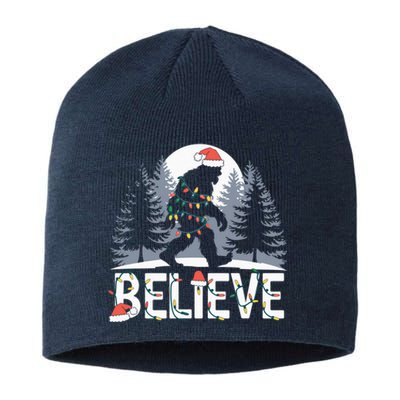 Santa Bigfoot Christmas Lights Funny Sasquatch Believe Xmas Sustainable Beanie