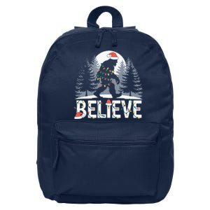 Santa Bigfoot Christmas Lights Funny Sasquatch Believe Xmas 16 in Basic Backpack