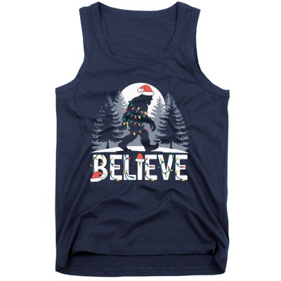 Santa Bigfoot Christmas Lights Funny Sasquatch Believe Xmas Tank Top