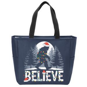 Santa Bigfoot Christmas Lights Funny Sasquatch Believe Xmas Zip Tote Bag