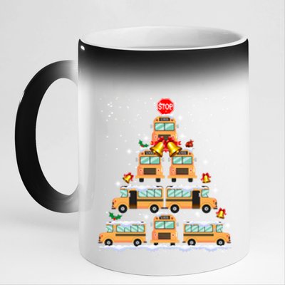 School Bus Christmas Tree Light For School Bus Driver 11oz Black Color Changing Mug