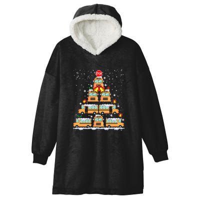 School Bus Christmas Tree Light For School Bus Driver Hooded Wearable Blanket