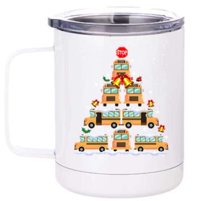 School Bus Christmas Tree Light For School Bus Driver 12 oz Stainless Steel Tumbler Cup