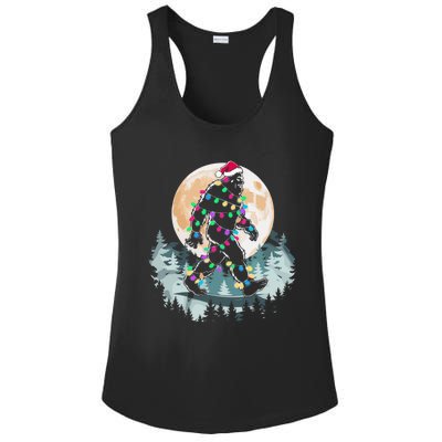 Santa Bigfoot Christmas Lights Funny Sasquatch Believe Xmas Ladies PosiCharge Competitor Racerback Tank