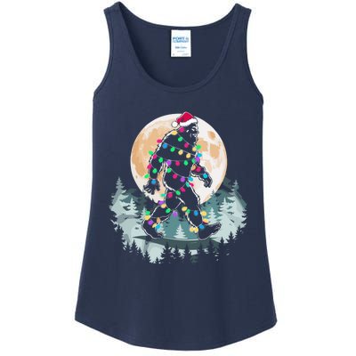 Santa Bigfoot Christmas Lights Funny Sasquatch Believe Xmas Ladies Essential Tank