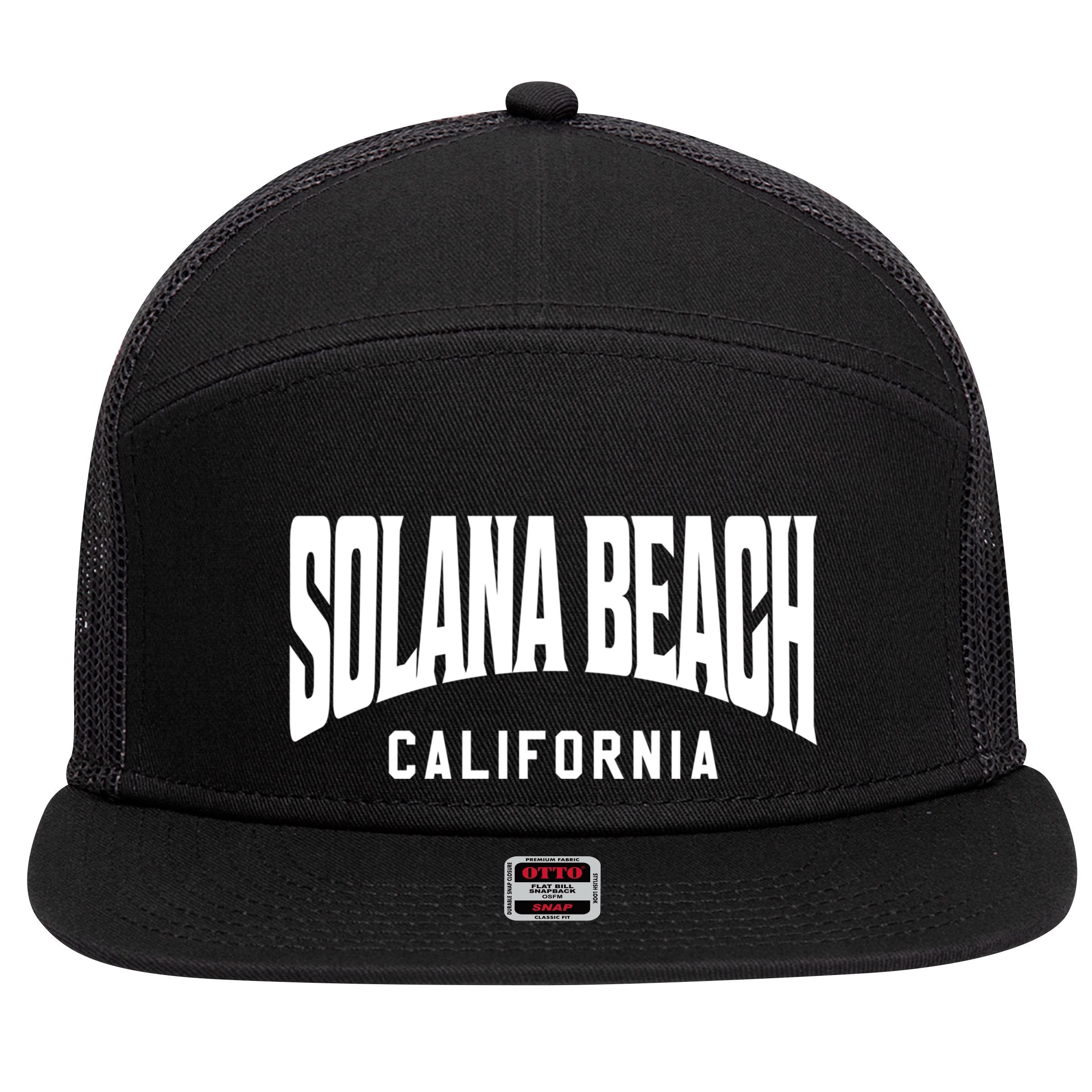Solana Beach California Gift 7 Panel Mesh Trucker Snapback Hat