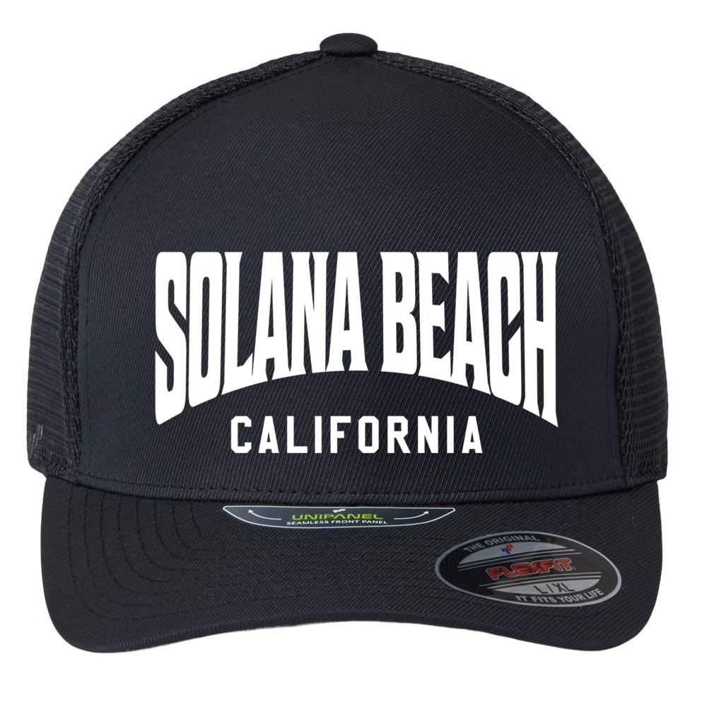 Solana Beach California Gift Flexfit Unipanel Trucker Cap