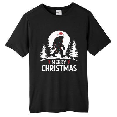 Santa Bigfoot Christmas Lights Funny Sasquatch Believe Xmas Tall Fusion ChromaSoft Performance T-Shirt