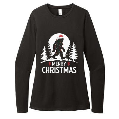 Santa Bigfoot Christmas Lights Funny Sasquatch Believe Xmas Womens CVC Long Sleeve Shirt