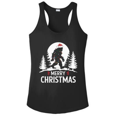 Santa Bigfoot Christmas Lights Funny Sasquatch Believe Xmas Ladies PosiCharge Competitor Racerback Tank