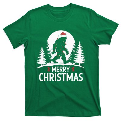 Santa Bigfoot Christmas Lights Funny Sasquatch Believe Xmas T-Shirt