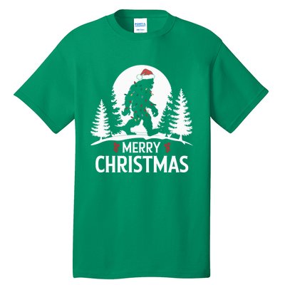 Santa Bigfoot Christmas Lights Funny Sasquatch Believe Xmas Tall T-Shirt