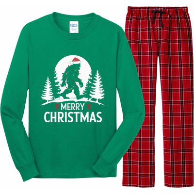 Santa Bigfoot Christmas Lights Funny Sasquatch Believe Xmas Long Sleeve Pajama Set