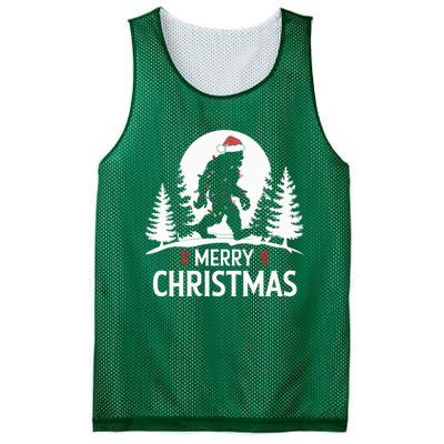 Santa Bigfoot Christmas Lights Funny Sasquatch Believe Xmas Mesh Reversible Basketball Jersey Tank