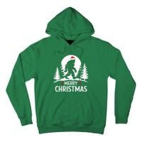 Santa Bigfoot Christmas Lights Funny Sasquatch Believe Xmas Tall Hoodie