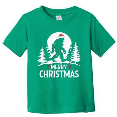 Santa Bigfoot Christmas Lights Funny Sasquatch Believe Xmas Toddler T-Shirt