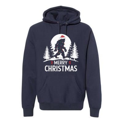 Santa Bigfoot Christmas Lights Funny Sasquatch Believe Xmas Premium Hoodie