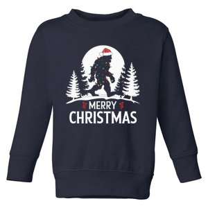 Santa Bigfoot Christmas Lights Funny Sasquatch Believe Xmas Toddler Sweatshirt