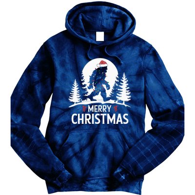 Santa Bigfoot Christmas Lights Funny Sasquatch Believe Xmas Tie Dye Hoodie