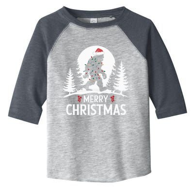 Santa Bigfoot Christmas Lights Funny Sasquatch Believe Xmas Toddler Fine Jersey T-Shirt