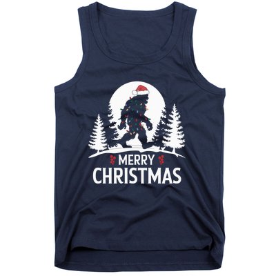 Santa Bigfoot Christmas Lights Funny Sasquatch Believe Xmas Tank Top