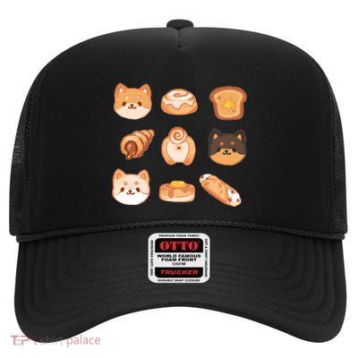 Shiba Buns Cute Cats High Crown Mesh Back Trucker Hat