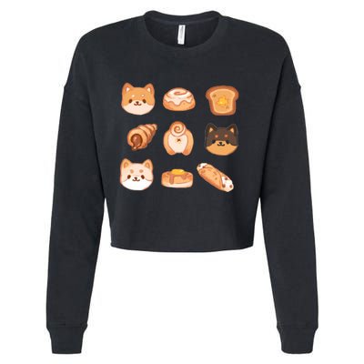 Shiba Buns Cute Cats Cropped Pullover Crew