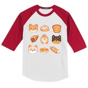 Shiba Buns Cute Cats Kids Colorblock Raglan Jersey