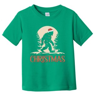 Santa Bigfoot Christmas Lights Funny Sasquatch Believe Xmas Toddler T-Shirt