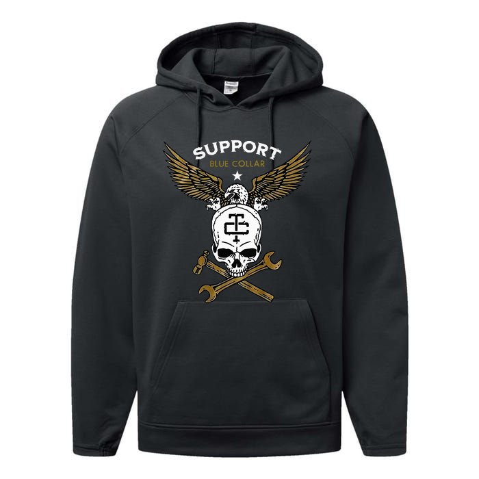 Support Blue Collar Performance Fleece Hoodie