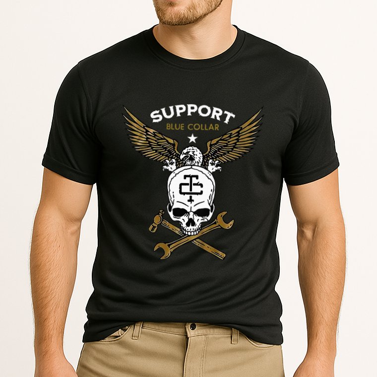 Support Blue Collar Cooling Performance Crew T-Shirt