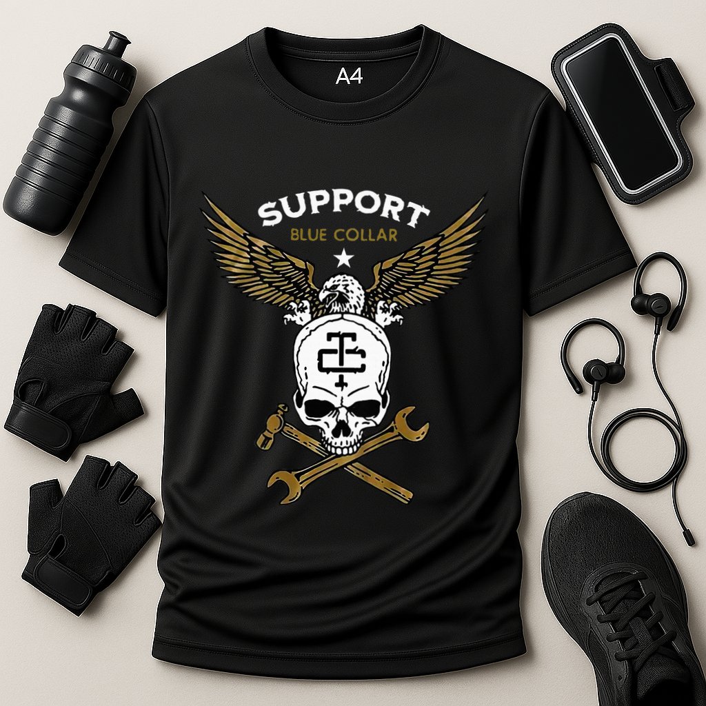 Support Blue Collar Cooling Performance Crew T-Shirt