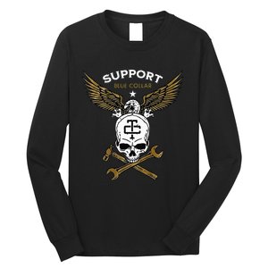 Support Blue Collar Long Sleeve Shirt