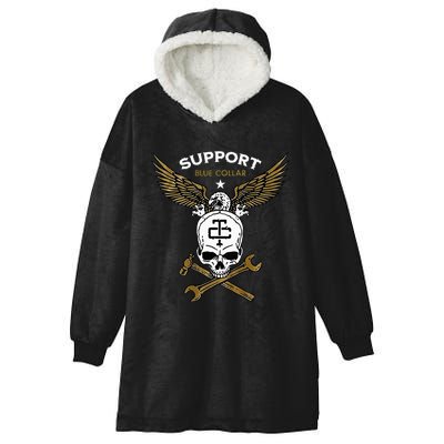 Support Blue Collar Hooded Wearable Blanket