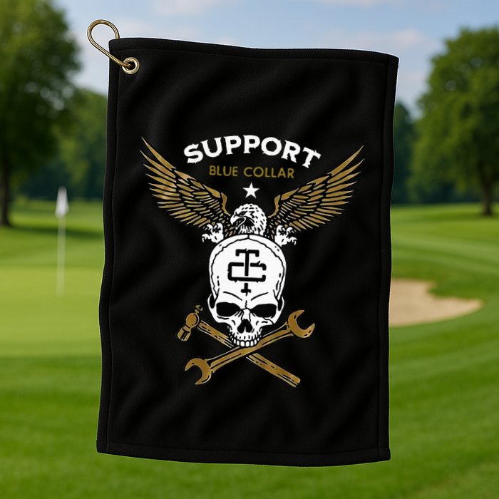 Support Blue Collar Golf Towel
