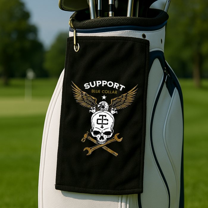 Support Blue Collar Golf Towel